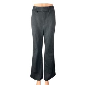 Commense Womens Black Pinstriped High Rise Flared Bootcut Trousers Pants Size XS